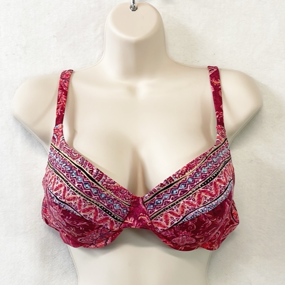 Christina Womens Sz Med Tropical Bikini Top Red Aztec Print
